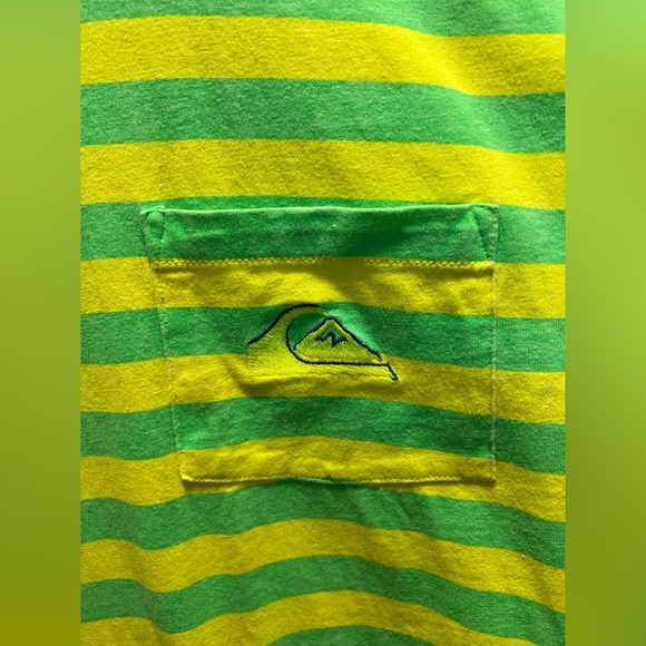 Quiksilver Vintage Green and Yellow Striped Oversized T-Shirt - Picture 3 of 8